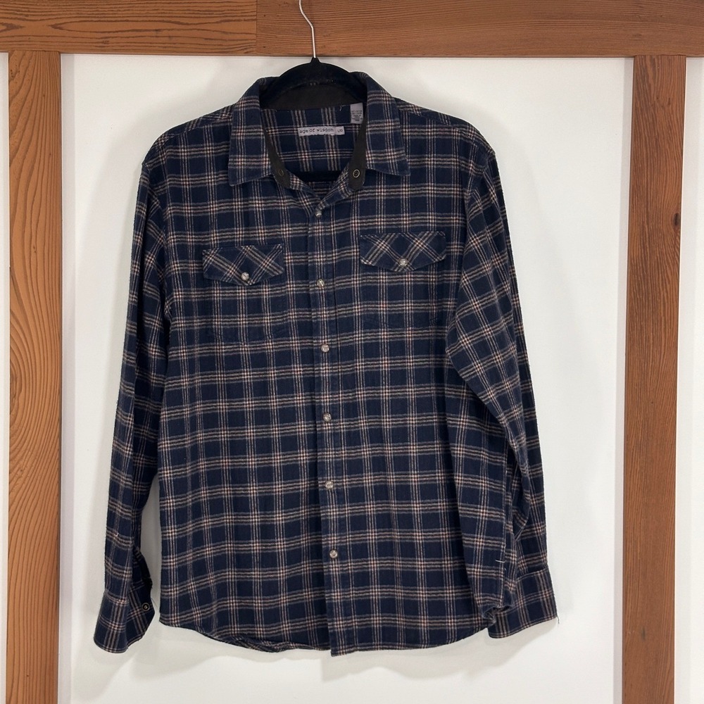 Age‎ of Wisdom Plaid Flannel Western Snap Shirt Mens Large Cotton Grandpacore